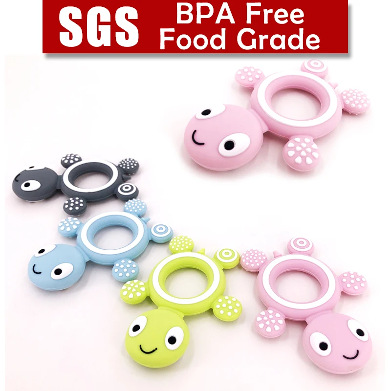 BPA Free Baby Silicone Teethers Food Grade Cute Turtle Tiny Rod Teething Necklace Baby Shower Gifts Cartoon Animals Teether