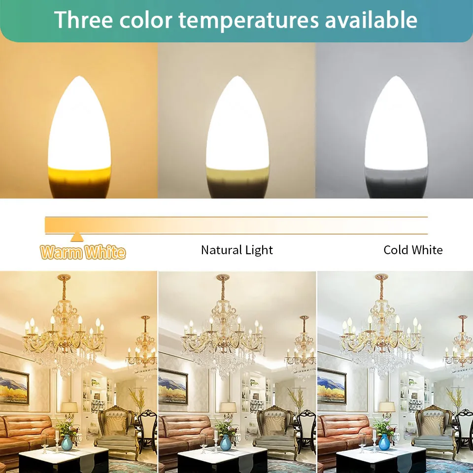 10PCS LED Candle Bulb 220V 85-265V E14/E27 3W 6W 9W 12W 15W Energy Saving Lamp Indoor Decorative  Bedroom And living Room Light