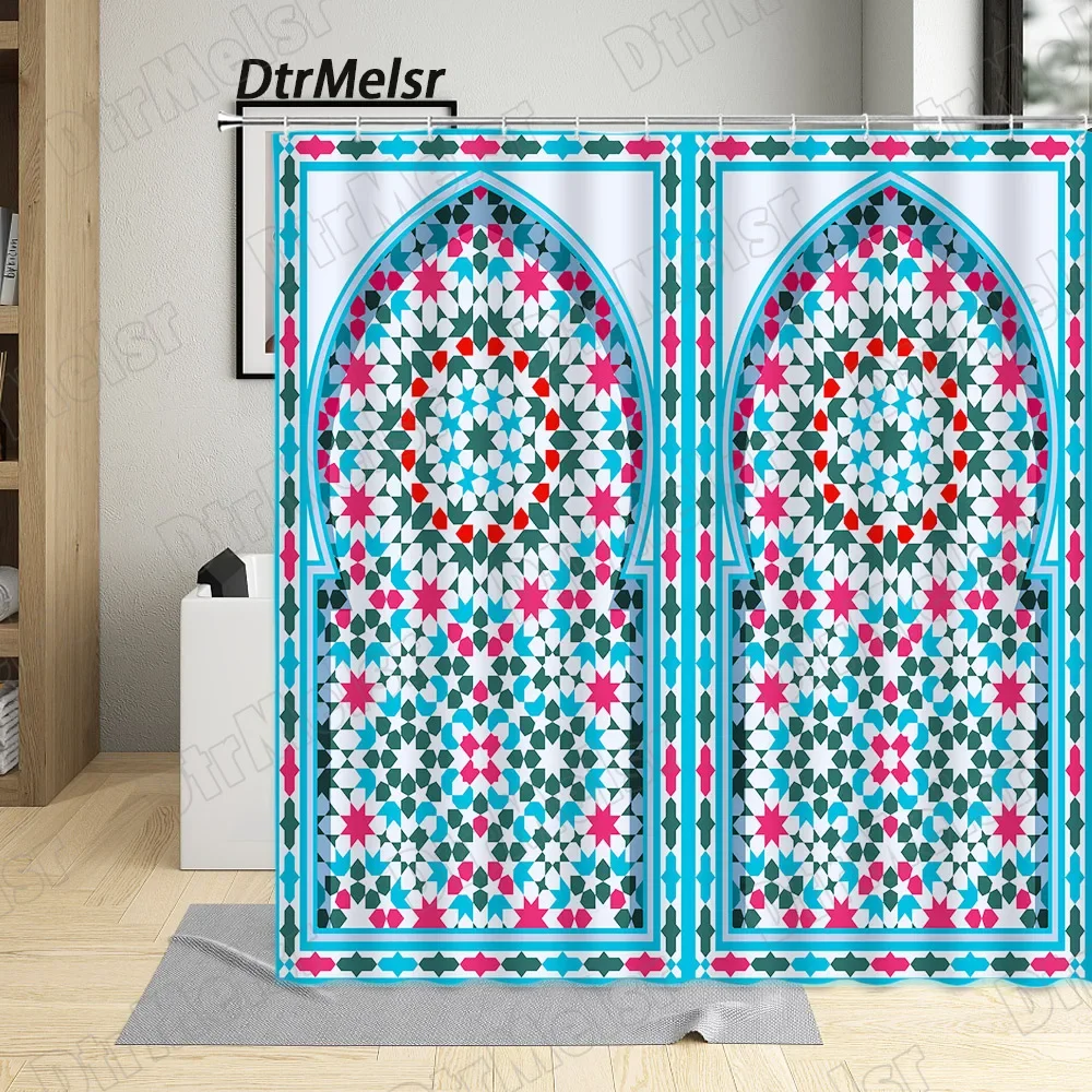 

Винтажная синяя Марокканская дверь занавеска для душа креативные этнические Цветочные занавески для ванной в стиле бохо модные тканевые занавески с принтом домашний декор для ванной комнаты