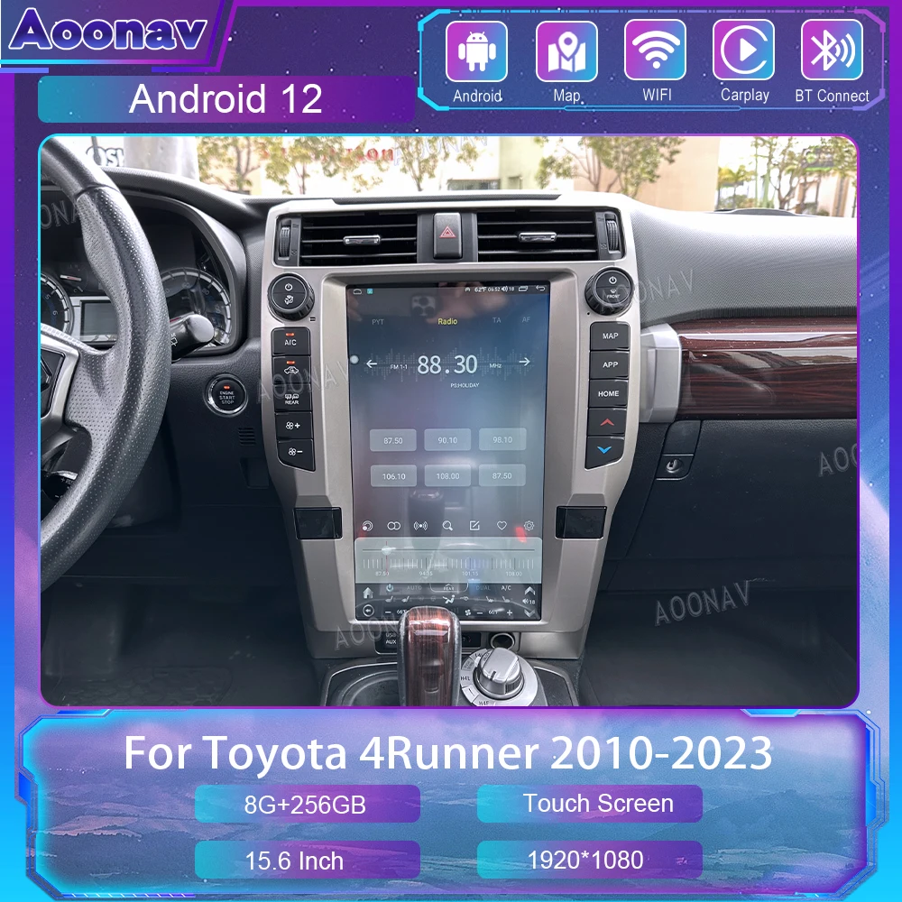 

256G Android 12 Car Radio For Toyota 4Runner 2010-2023 Tesla Style Multimedia Auto Stereo GPS Navigation Multimedia Player Unit