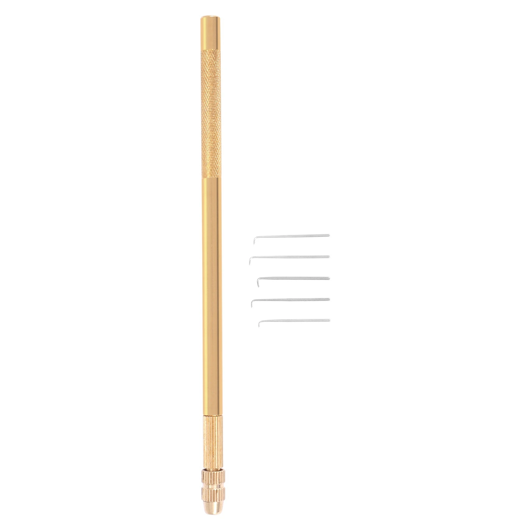 PORK-Wig 크로셰 5개 환기용 바늘 + 레이스 가발용 황동 홀더 1개, 헤어피스 매듭 훅 세트, 비즈 훅