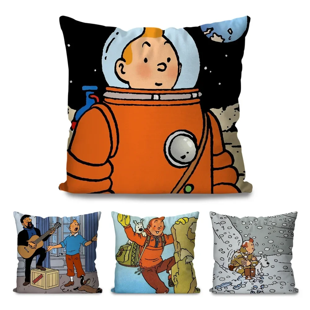 1pc The Adventures Of T-Tintin Animation Pillow Case Square Pillow Bedroom Sofa LeisureComfortCarLivingRoomHome Decoration 40X40 2