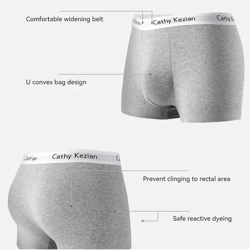 Boxer underwear men sports letters wide band breathable ventilate fashion fitness sports white black gray L XL XXL