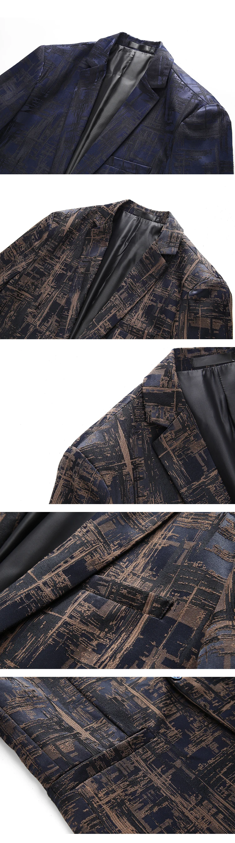 Fashion Men's Boutique Business Blazer Casual Personalized Pattern Design Evening Dress Suit Male Slim Fit Blazers Jacket