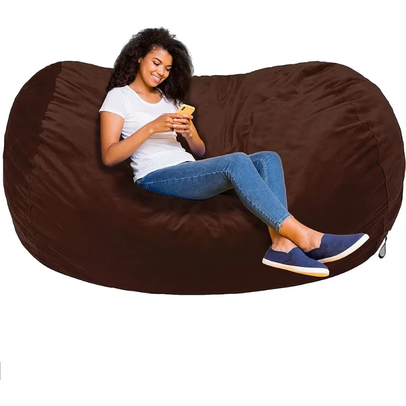 

Basics Memory Foam Filled Bean Bag Lounger with Microfiber Cover, 6 Ft, Brown, Solid bean bag chair lazy sofa bed bean