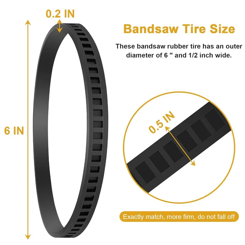 Pneumatici Per Sega A Nastro - 2 Pezzi In Gomma Per Ruote Da 8 Pollici - Foto 2