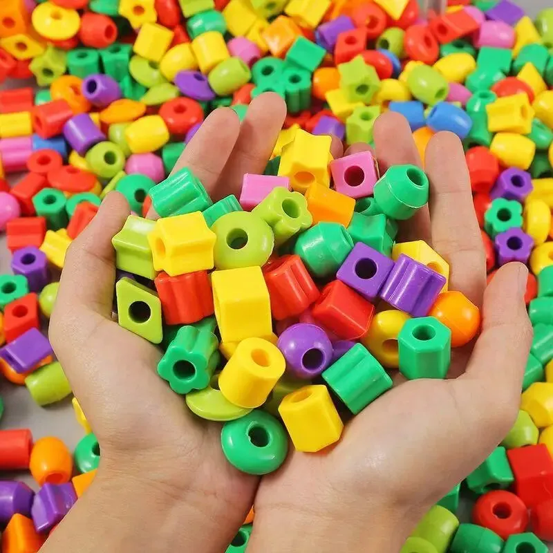 Rainbow Lacing Beads For Toddlers Color and Shape Sorter Fine Motor Skills Early Learning Montessori Toys For Preschool Kids educational toys