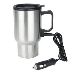 450ml Stainless Steel Vehicle Heating Cup Electric Heating Car Kettle Camping Travel Kettle Water Coffee Milk Thermal Mug