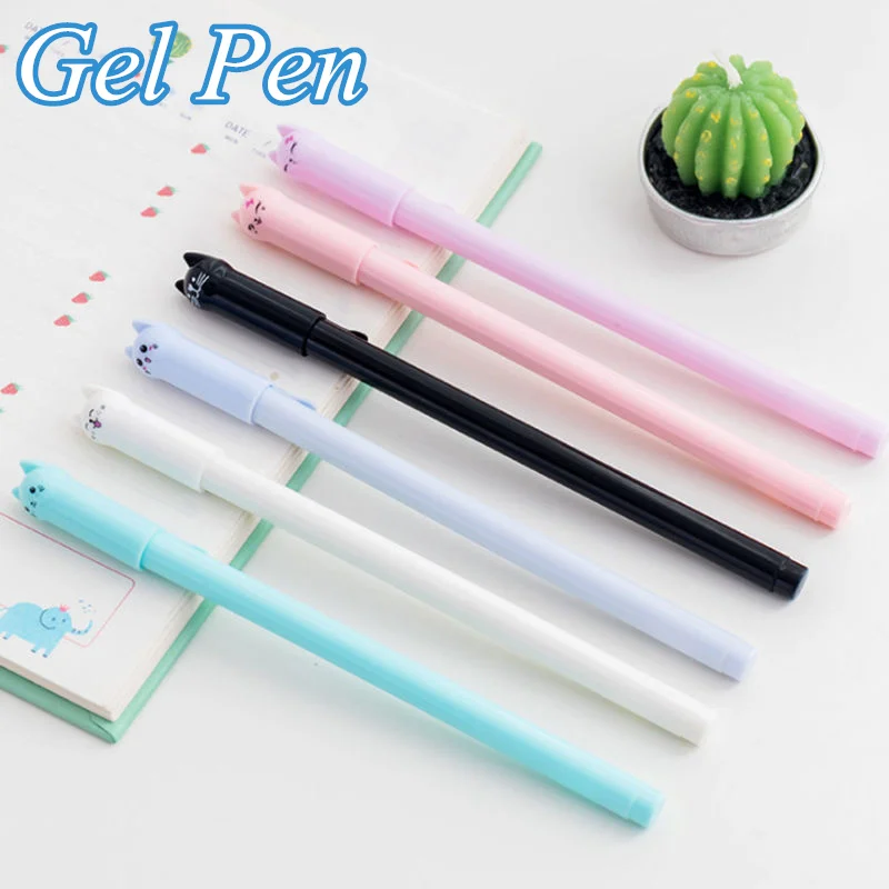 

20/30/50pcs Kawaii Cat Gel Pen Cute Kitten 0.38mm Black Gel Ink Pens Student School Stationery Writing Office Supplies Kids Gift