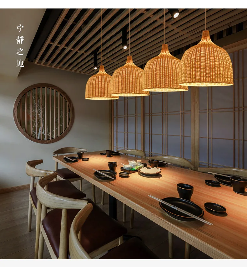 Rattan pendant lights pendant lamp rope pendant lamp Bamboo Lantern Pendant Lamp Hand-Woven Bamboo Lampshades E27 Lighting Fixtures Dining Living Room Decor