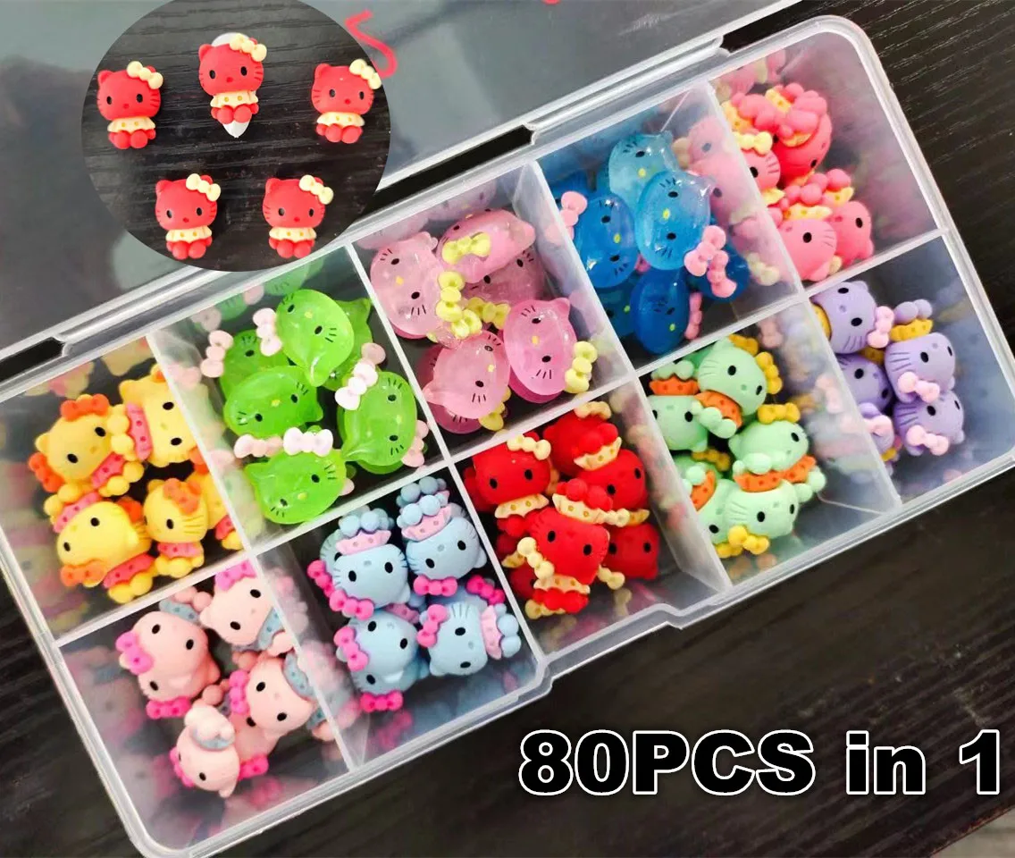 70Pcs/Box Sanrio Nail Charms Kawaii Hello Kitty Kuromi Cinnamoroll Cartoon  Nail Jewelry Charms Rhinestone Gems Kit DIY Crafts - AliExpress