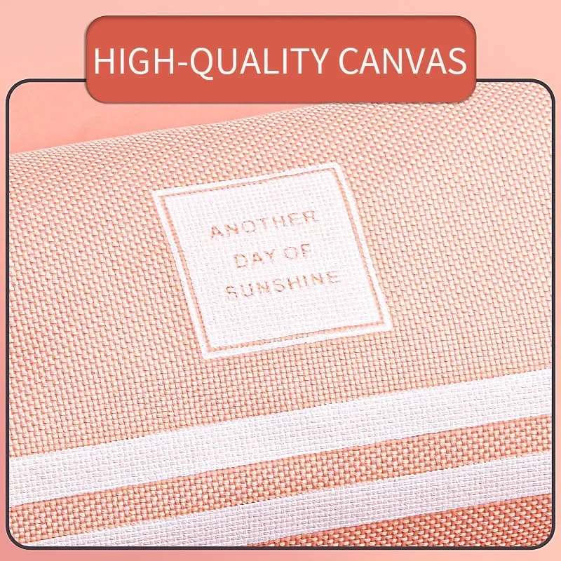 Large Capacity Pencil Cases Double Layer Simple Canvas Bags for Girls Back to School School Office Supplies Stationery - 5