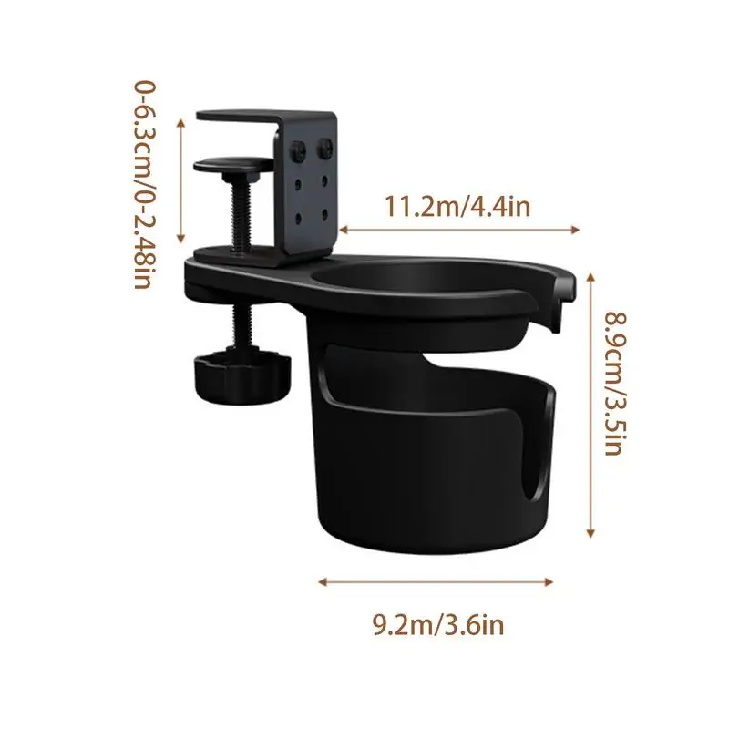 Desk Cup Holder Clamp Adjustable Anti-Spill Coffee Cup Holder 360 Degree Rotating Table Edge Clamp Anti-Fall Desk
