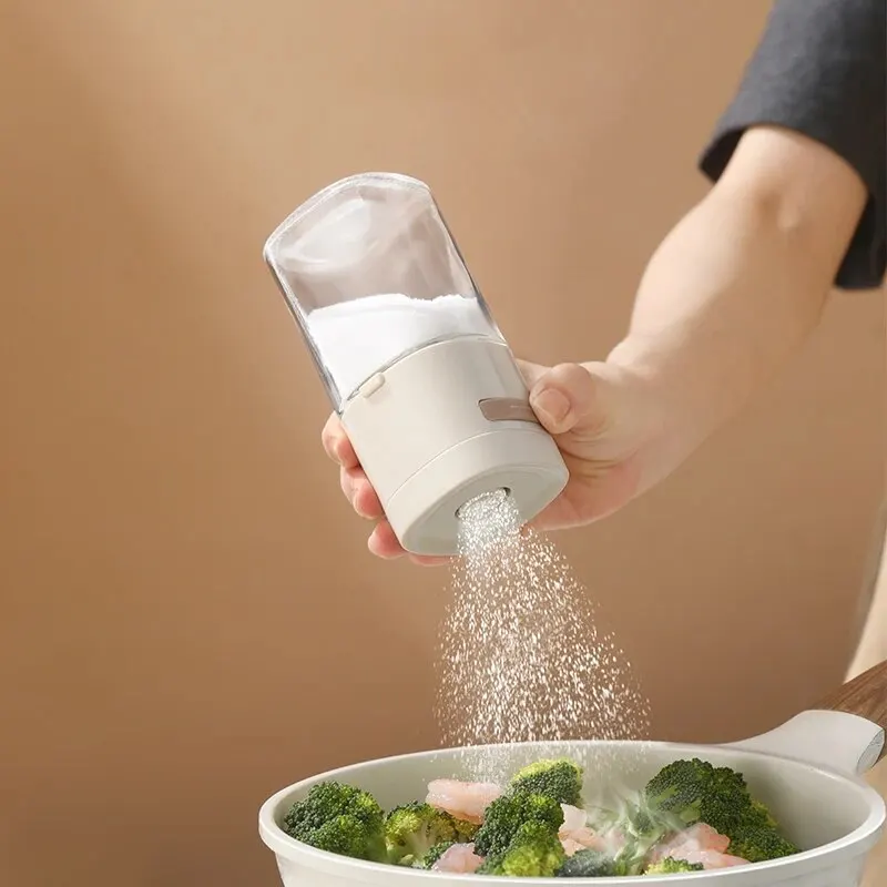 Glass Quantitative Seasoning Jar 180ml Press-Type Salt Control Bottle Kitchen Household Seasoning Can Sealed Salt Jar seasoning jar