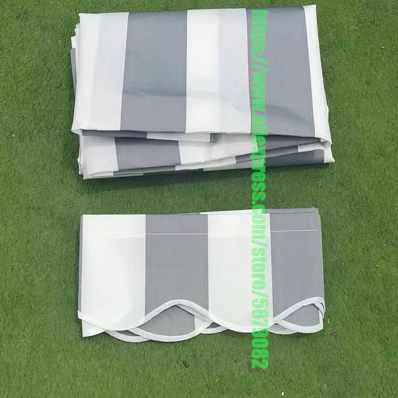 Sunshade Net Outdoor Awnings Retractable Home Terrace Roof Sunshade Custom Size Grey/White Stripes Outdoor Shade Sail UV Block Waterproof Replacement Fabric