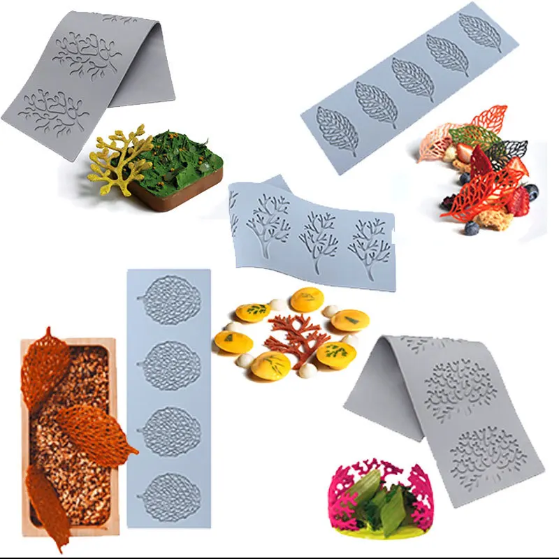 

Multi Shape Leaves Textured Sugarcraft Molds Silicone Cake Mould Fondant Lace Mat Dessert Decorating Bakeware Set