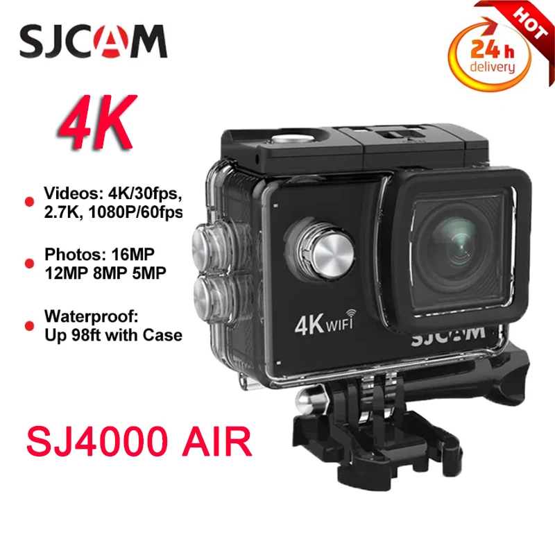 

Экшн-камера SJCAM SJ4000 AIR 4K, 30 кадров/с, Wi-Fi, 4-кратный цифровой зум