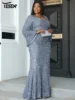 Yesexy New Evening Dresses Plus Size L-4XL Summer Dress Sweetheart Neck Trumpet Sleeve Floor Length Sequins Prom Dress Vestidos