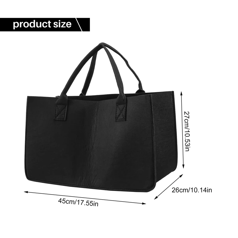 Fireplace Wood Felt Storage Bag Basket Magazine Rack Firewood Pocket,Felt Foldable Firewood Holder Basket