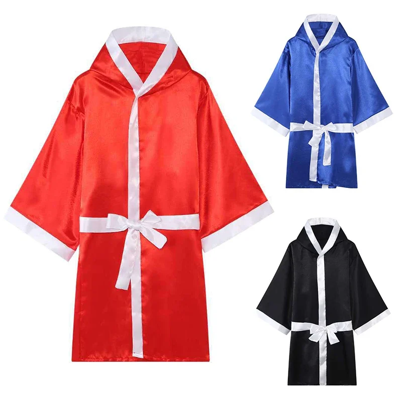 Boksen Mma Gewaden Full Length alkout Gewaad Mannen Vrouwen Volwassen Vechtsporten Kickboksjurk Rood Blauw Zwart Polyester