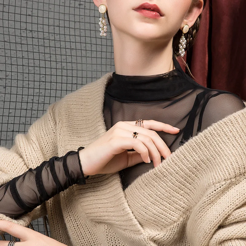 

Женские топы высокого качества 2024, футболка из сетчатой ткани, женская одежда, сезон зима-осень, пикантный укороченный топ, одежда, повседневная блузка для девочек Y2k