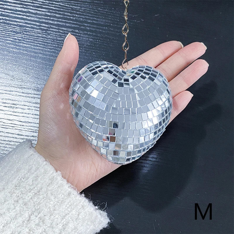Description Picture 5 of itemGlass Mirror Balls Exquisite Heart-Shaped Reflective Glitter Disco Balls Stage Party Atmosphere Hanging Decorative Balls Pendant