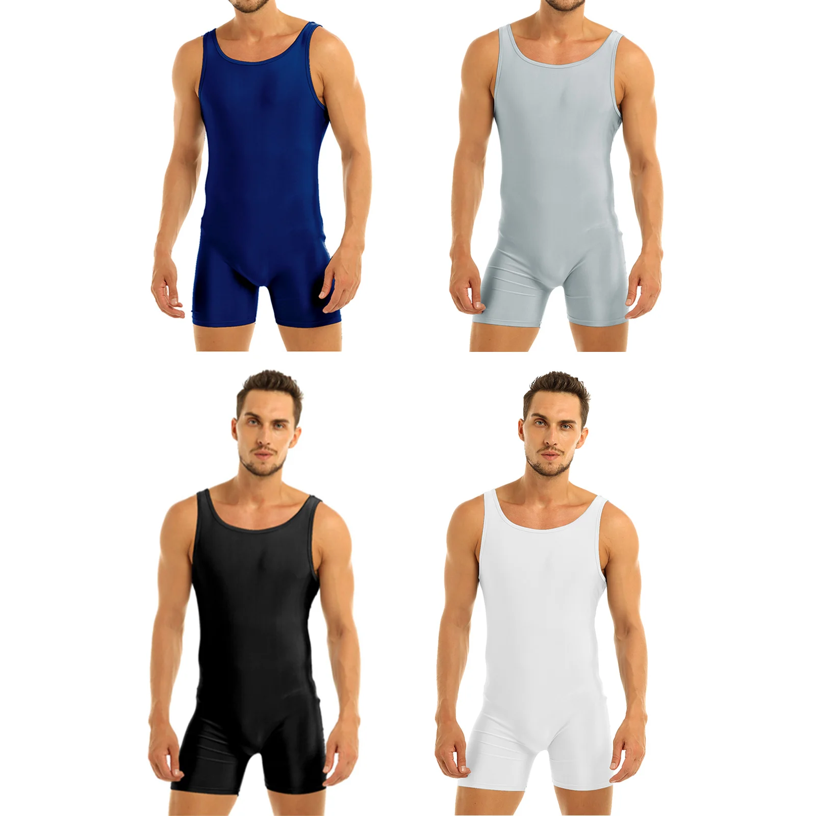 Mens Swimwear Sleeveless Stretchy One Piece Swimsuit Male Sports Gym Bodysuit Yoga Gymanstics Leotard Dance Biketard Unitard - 2