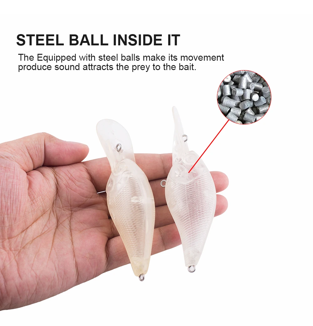 Hanlin 10/20 stücke 10cm 15g DIY unbemalte Kurbel köder Rassel bälle schwimmende Hartplastik köder Wobbler Angel köder Rohlinge Bass Tackle – Detail 5