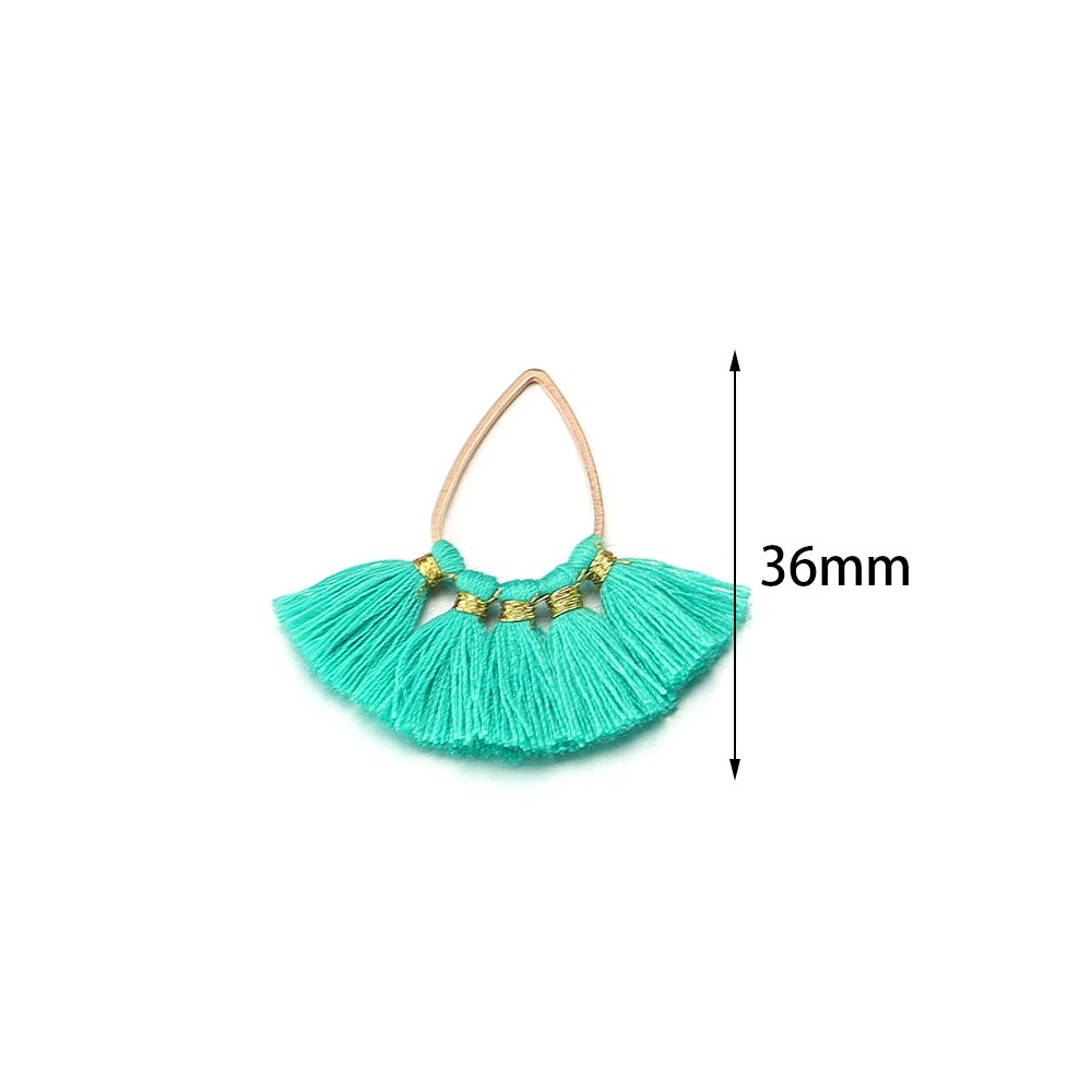 2pcs/lot Fan-shaped Tassel Pendant Colorful Water Droplet Tassel Earrings For DIY Jewelry Making Earrings Necklace Accessories