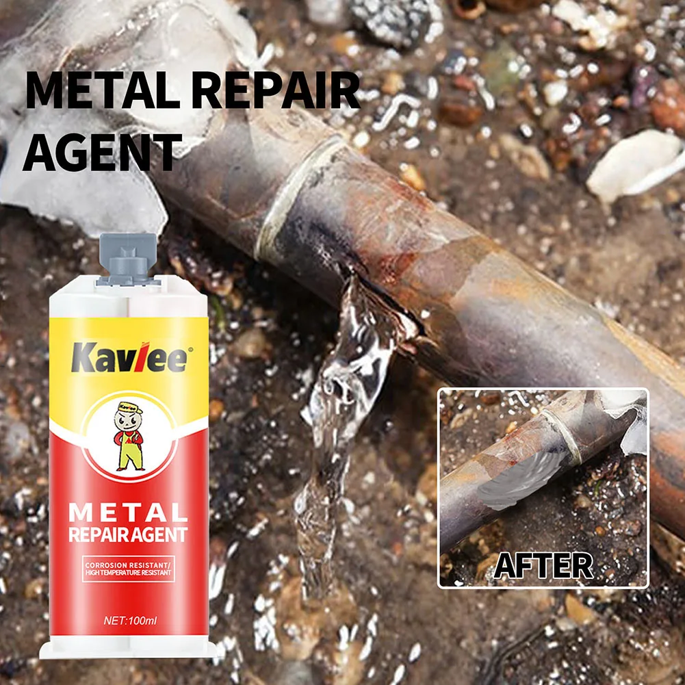 

100mL DIY AB Glue Metal Repair Paste Strong Cold Welding Industrial Glue Heat Resistance 2 In1 Strong Bond Sealant Repair Agent