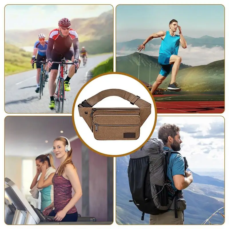Fashion Women Men Waist Packs Multi-Pockets Fanny Pack Pouch Hip Purse Satchel Canvas Belt Bags Casual Wallet