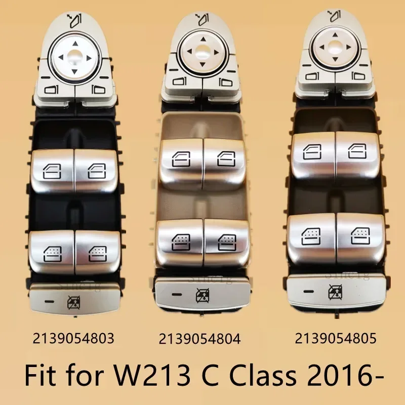 Couvercle Bouton Lève-vitre Gauche Compatible Mercedes Classe C/GLC/E/S (2014-2023) – Argenté, ABS+PC