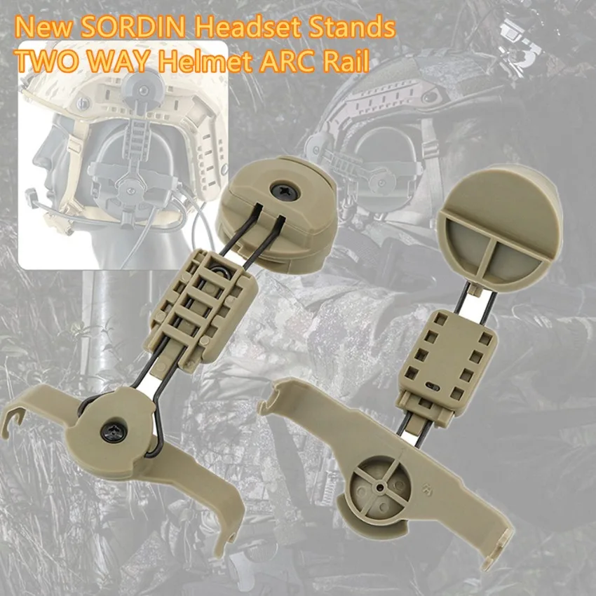 2024 New SORDIN Headset Stands TWO WAY Helmet ARC Rail Airsoft Adapter for MSA SORDIN Shooting Headphones