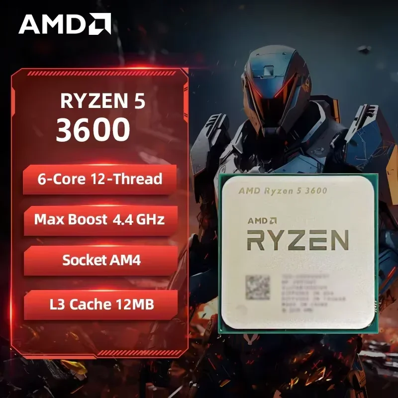 AMD Ryzen 5 3600 R5 3600 가성비 게이밍 CPU 6코어 12스레드 4.2GHz 32MB 캐시 AM4 7nm 65W 데스크탑 프로세서