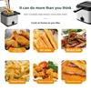 US/UK/EU 2L Stainless Steel Smart Air Fryer 110-220V Manual Electric Deep Fryer with Removable Basket Square Shape for Cooking 6