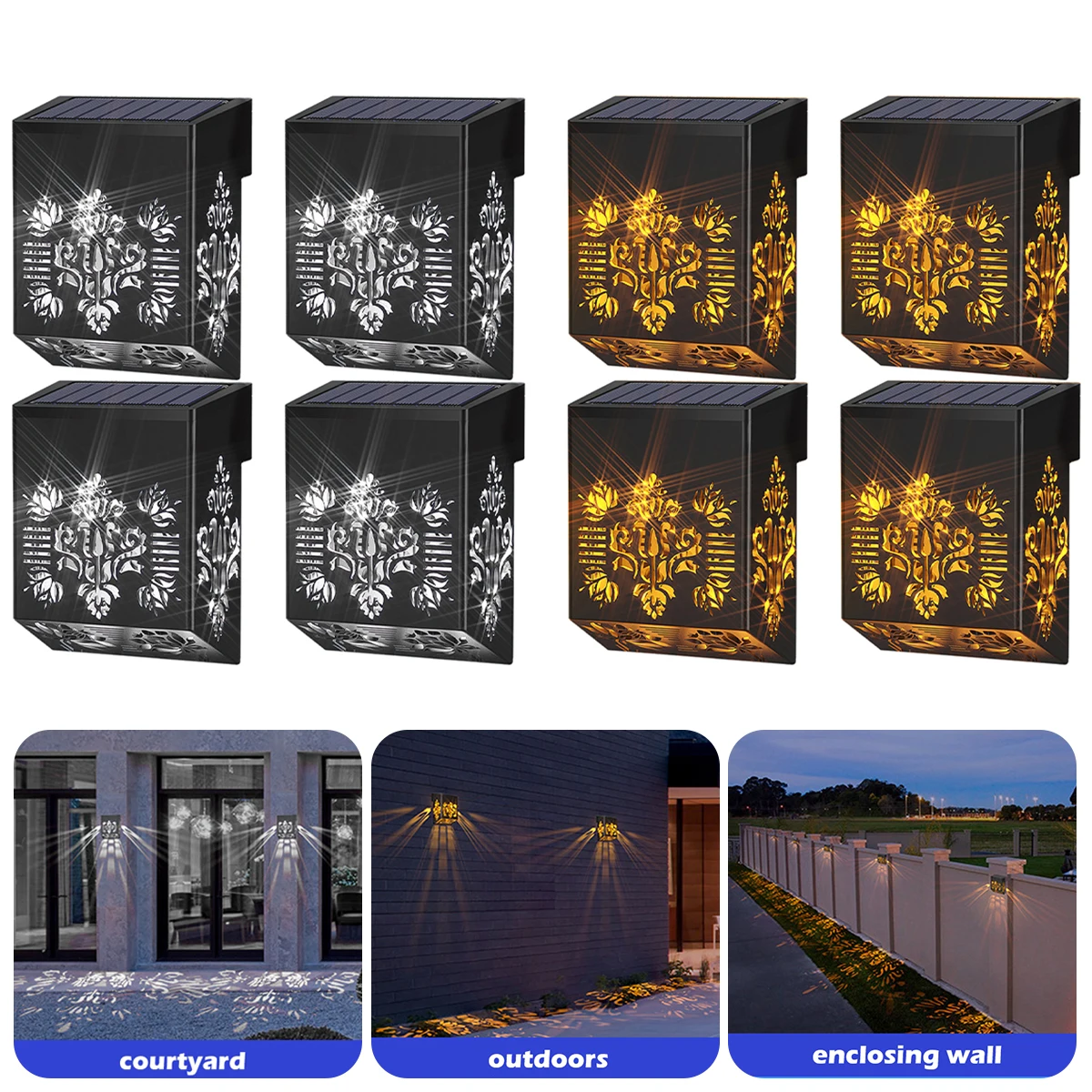 4 Pcs Retro Solar Wall Light Outdoor Led Solar Stair Light Ip65 Luce Solare Impermeabile Per Recinzione Patio Garden Courtyard Decor