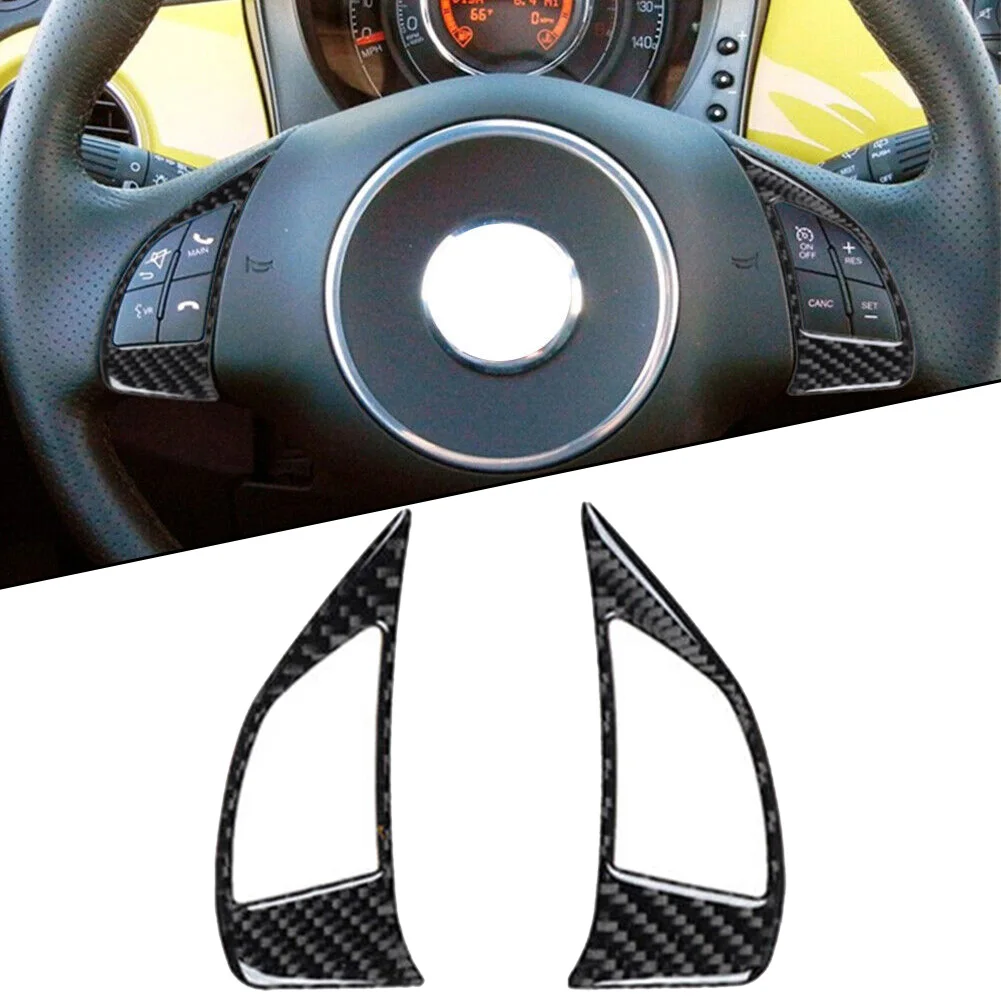 

2PCS Carbon Fiber Black Car Steering Wheel Button Cover Trim Fit For 2012-2015 Auto Interior Decoration Trim Accessorie