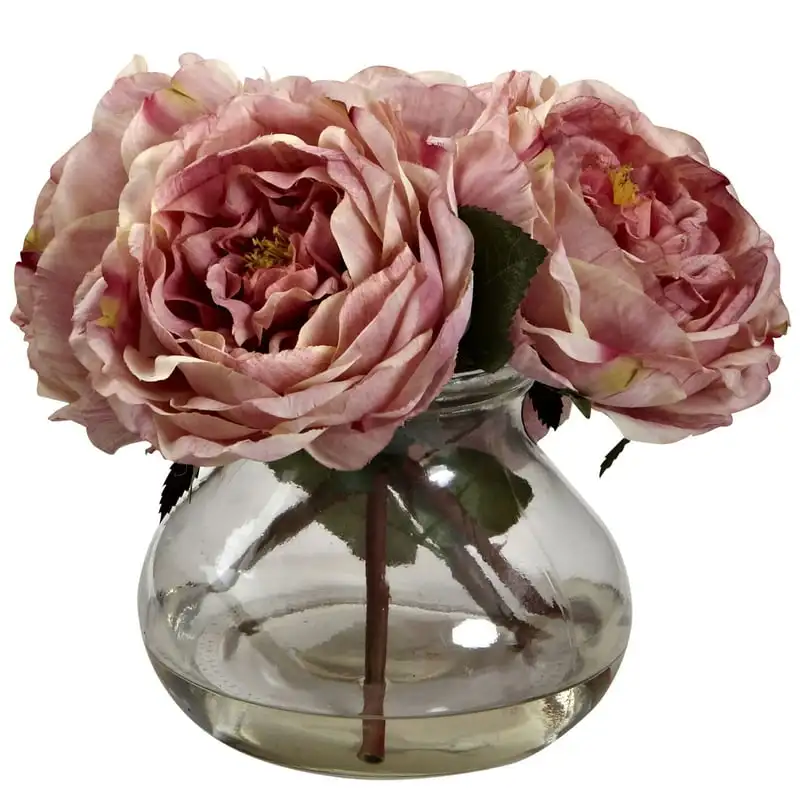 

Rose Artificial Flowers with Vase, Pink