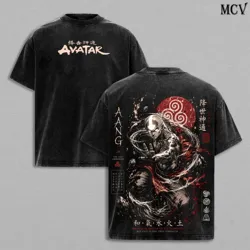 Vintage Washed Avatar Graphic T - Shirt - Men's Summer Cotton Tee - S (Black)