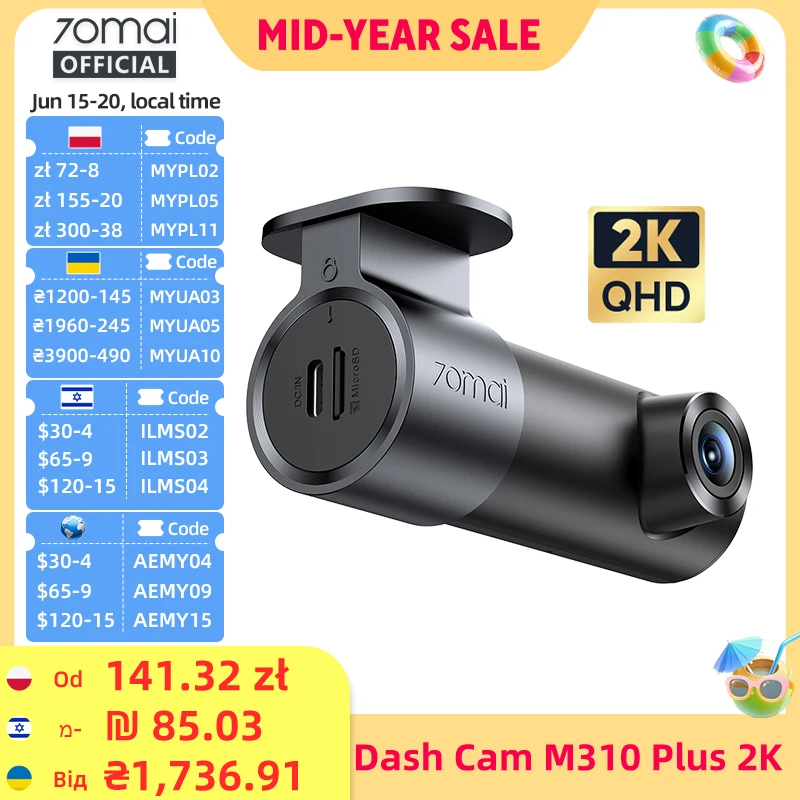 70mai Dashcam M310 Plus 2K Englische Sprachsteuerung 1440P WDR Nachtsicht 24H Parküberwachung 70mai M310 2K Auto-DVR Wi-Fi 6 - AliExpress 34