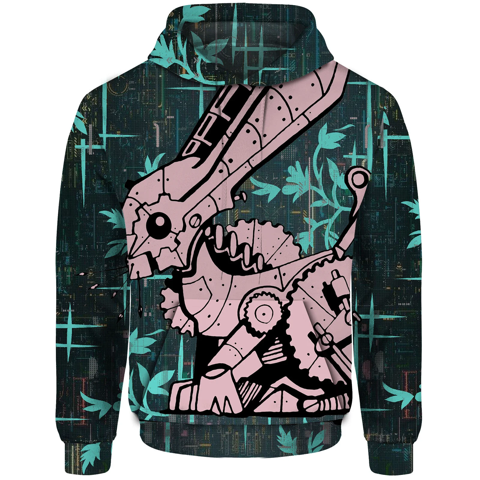 thumbnail image 5 of Sudadera con capucha de otoño para hombre, holgada, informal, con estampado gráfico de DJ Cat y conejo mecánico, sudadera con capucha, ropa urbana Harajuku, 5 of 5