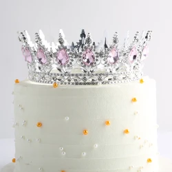 Elegant Crystal Crown Cake Topper for Birthday Celebrations (Pink - Crown)
