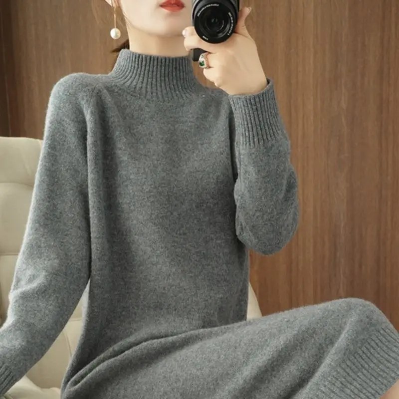 Women Autumn Winter Long Sleeve Sweater Dress