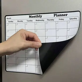1/2Pcs Magnetic Refrigerator Dry Erase Calendar Monthly Planner Whiteboard Record Message Board Memo Pad Kitchen Fridge Decor 1