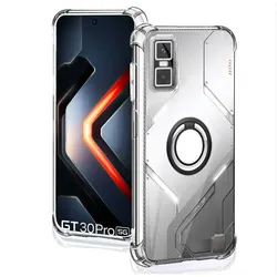 Magnetic Ring Holder Shockproof Transparent Silicone Case - infinix GT 30Pro (Black)