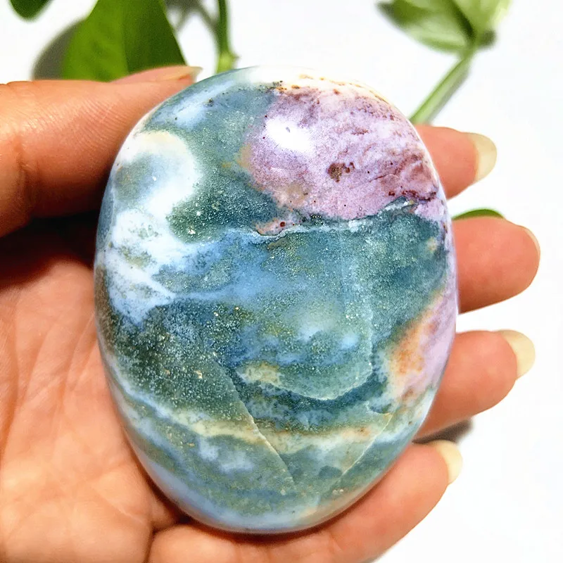 Natural Stone Beautiful Ocean Jasper Palm Stone Home Feng Shui Ward Off Evil Crystal Ornaments 6