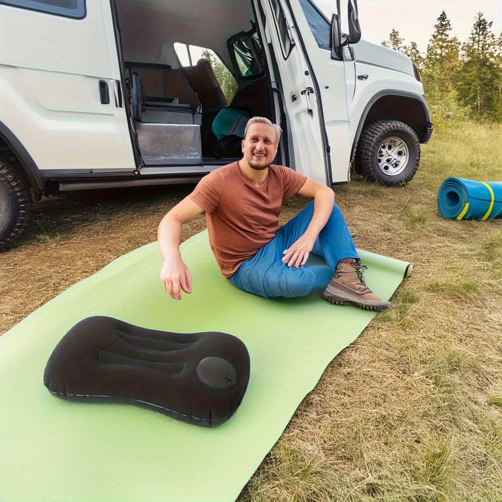 Description Picture 4 of itemCamping Pillow Inflatable Travel Pillow 1pc Portable Neck Rest Press to Inflate Compact Air Pillow for Beach Office Home Travel