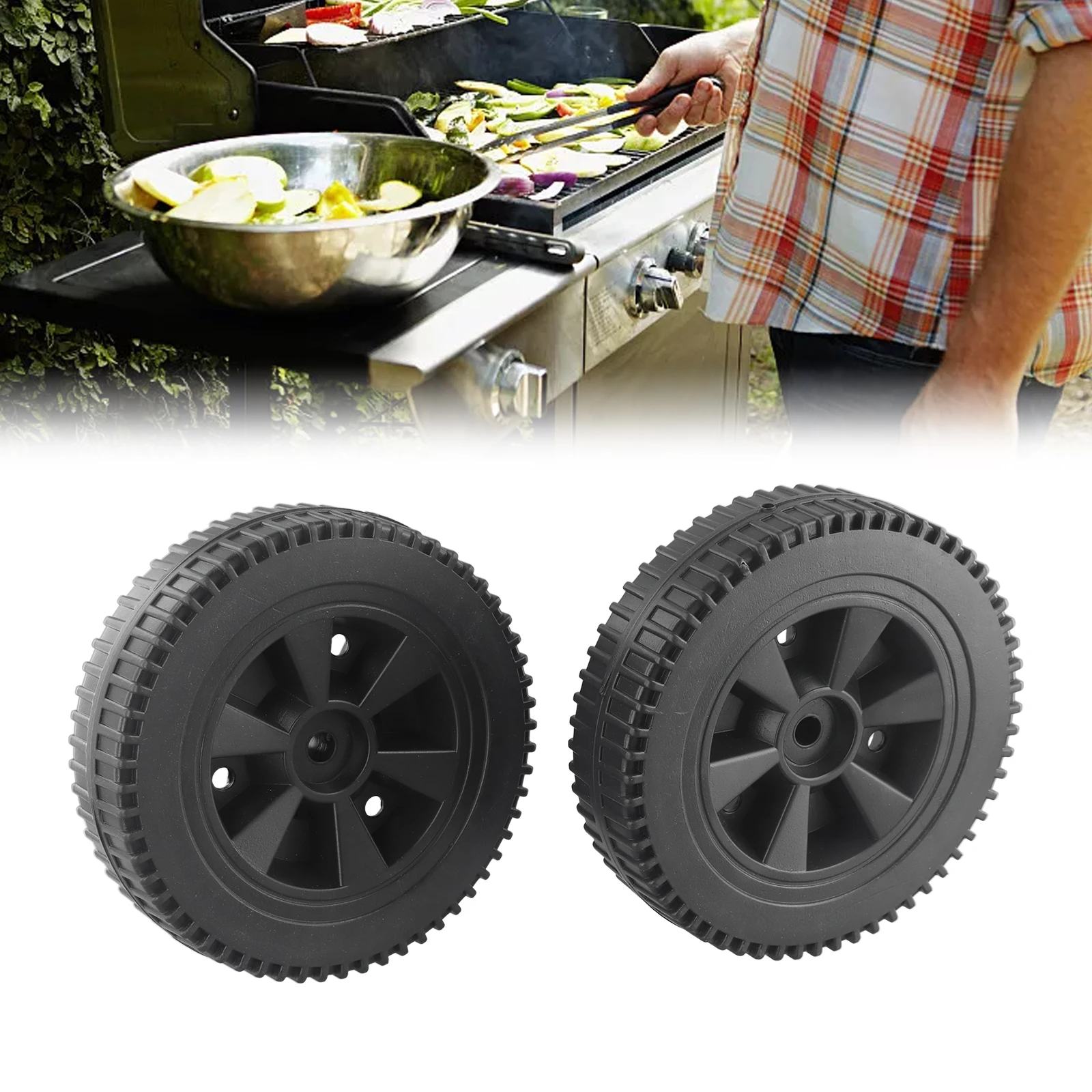

High Quality Practical Grill Wheels Replacement Parts Barbecue Grills Accessories Black For Charbroil Gas Grills 170/177mm