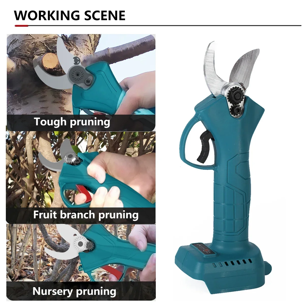 4 Gear Cordless Electric Pruner Rechargeable Pruning Shear Efficient Fruit Tree Bonsai Tree Branches Cutter for Makita Battery 2
