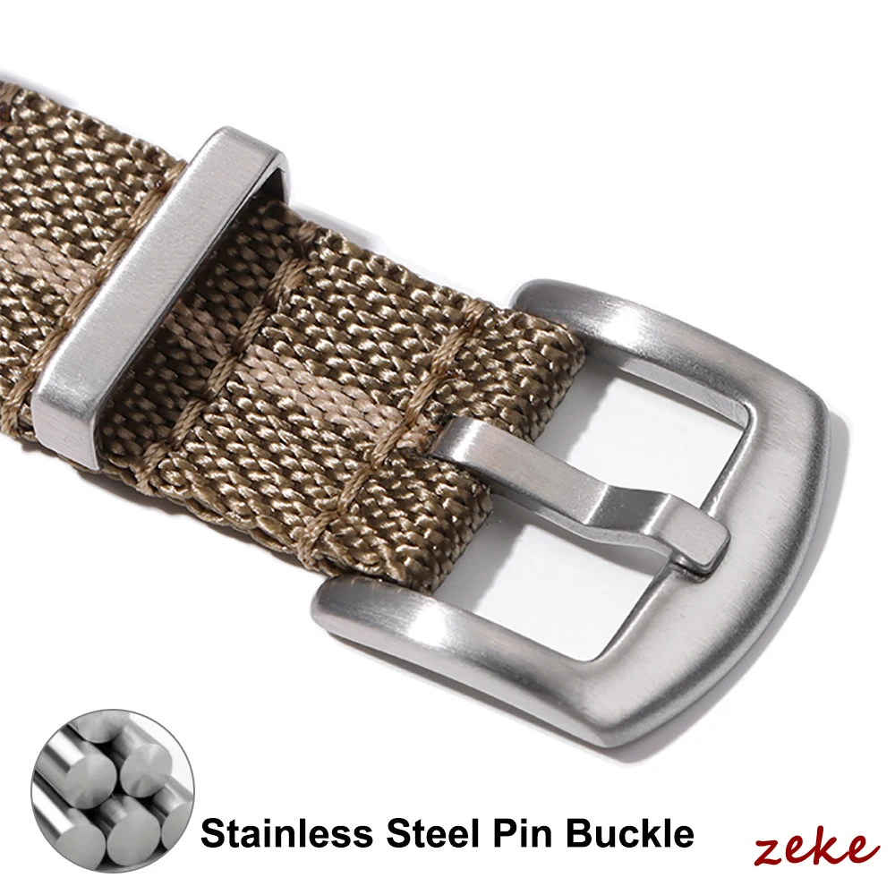 Army Green Ribbed Nylon Watch Strap - Military Sports Bracelet
